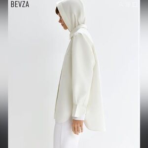 NWT BEVZA Shirt Rain Jacket - Size S - Bone/White